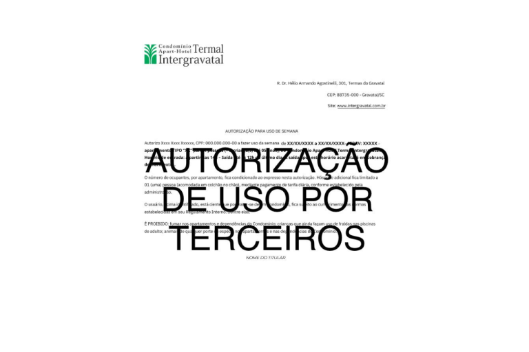 AUTORIZAÇÃO DE USO POR TERCEIROS